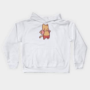 Silly Kawaii Cat Ready To Take A Swim Kids Hoodie